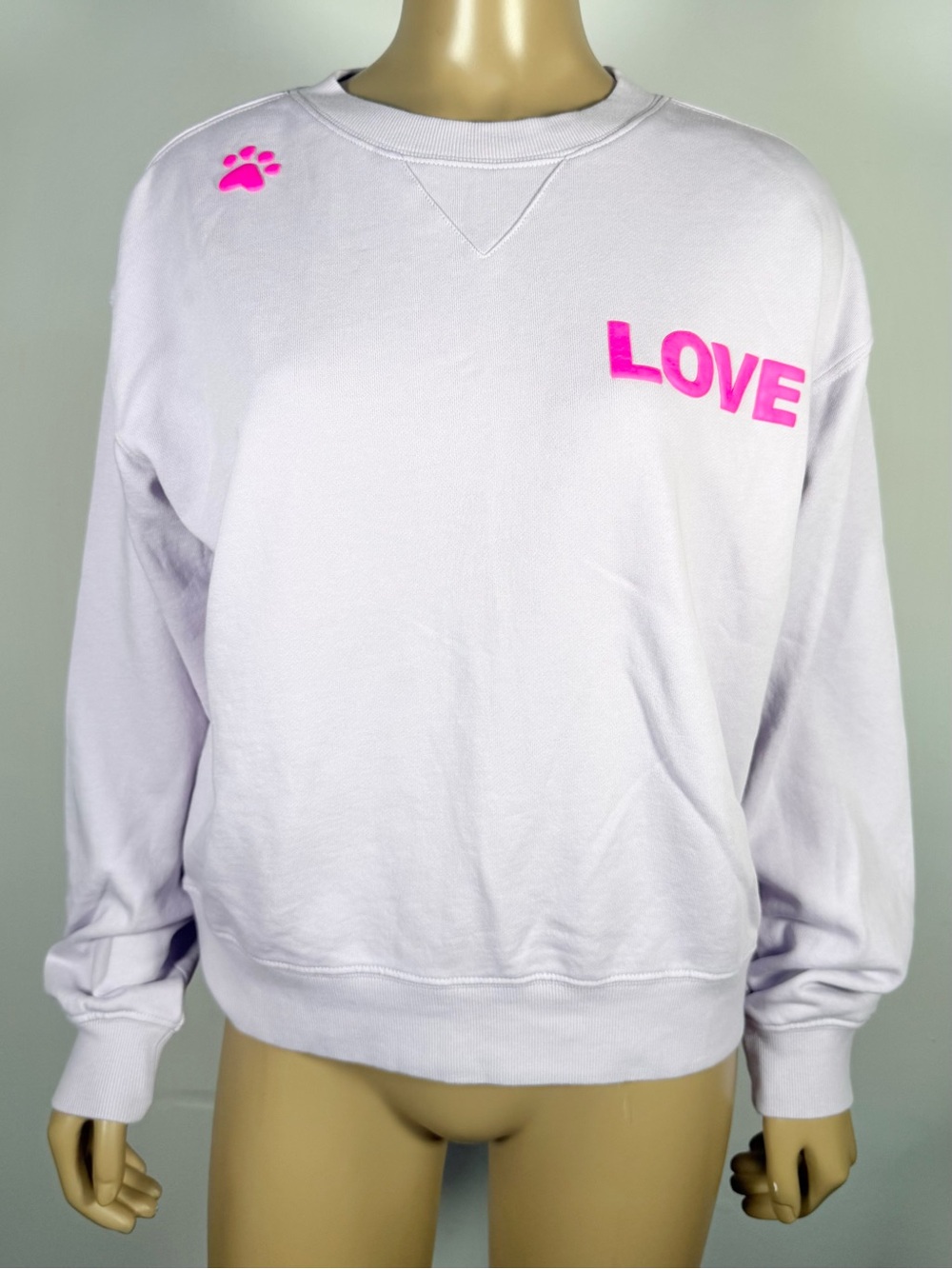 Wildfox Women’s Size Extra Small XS “Dogs Love Me” Pullover Sweatshirt Dog Paw